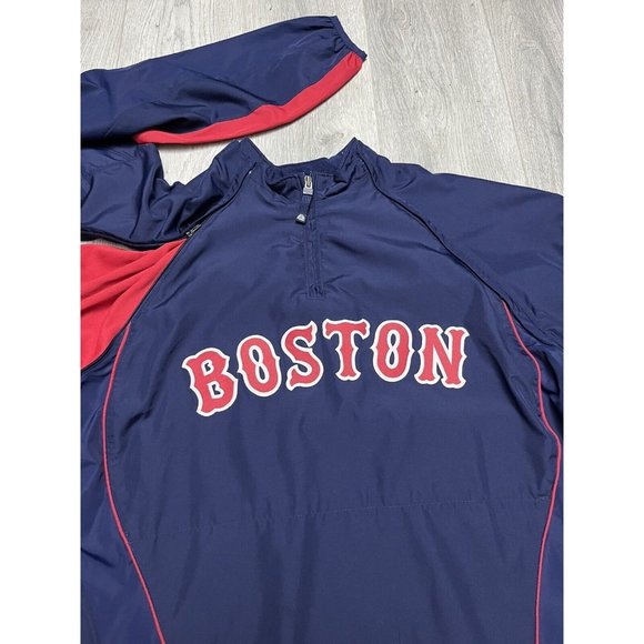 Boston Red Sox MLB Majestic Cool Base Pullover REMOVABLE Sleeves 1/4 Zip Medium - Picture 3 of 7